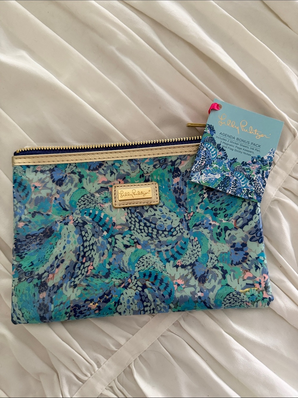 Lilly Pulitzer Teal and Blue Printed agenda bonus pack